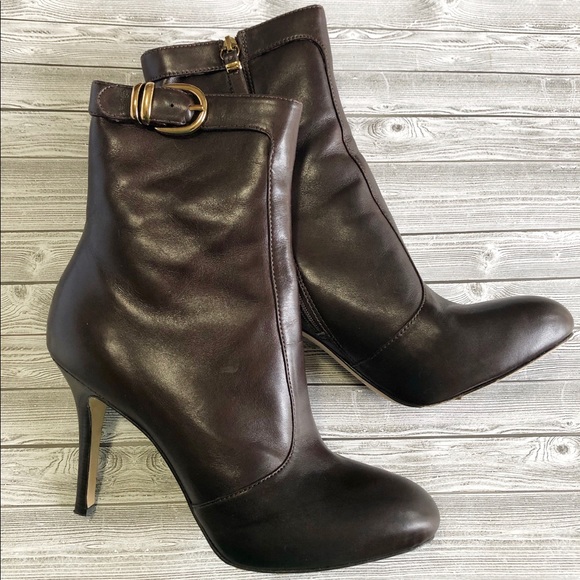 Via Spiga Shoes - Via Spiga High Heel Ankle Boots Brown Gold